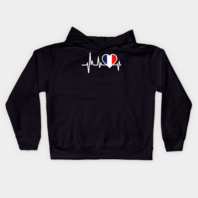 France Heartbeat Flag Kids Hoodie by Dojaja